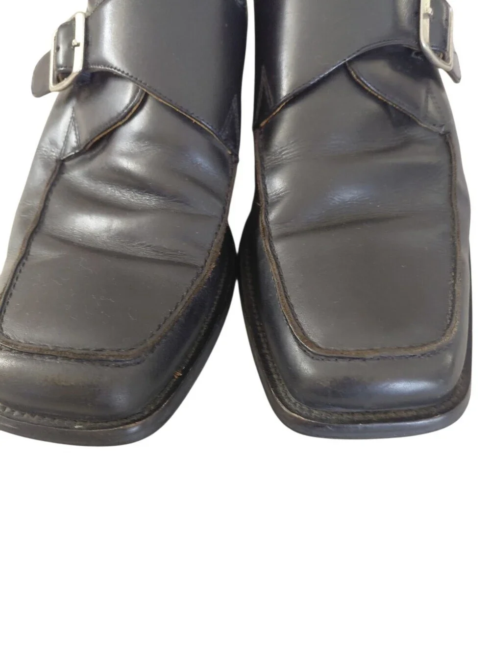 Cabke & Co. Terry Black Leather Monk Strap Dress Shoes Size 10.5